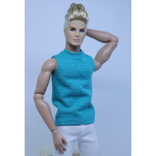 HOMME Top - turquoise stripe